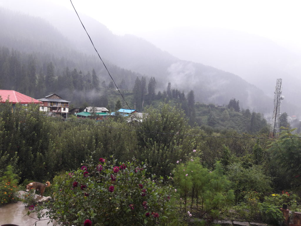 Alexis Cicciù, the Parvati valley to the east in the rain.